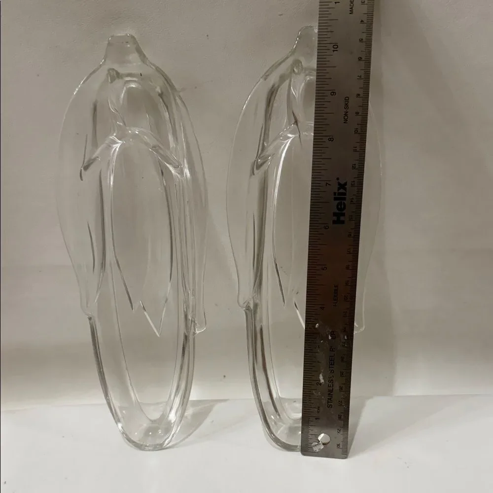 Corn On The Cob Vintage Single Ear  Husk Clear Glass Serving Set Butter Holder